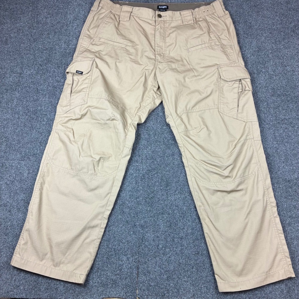 CQR Mens Tactical Cargo Pants 40W 30L Khaki Tan Ripstop Work Outdoor Trousers